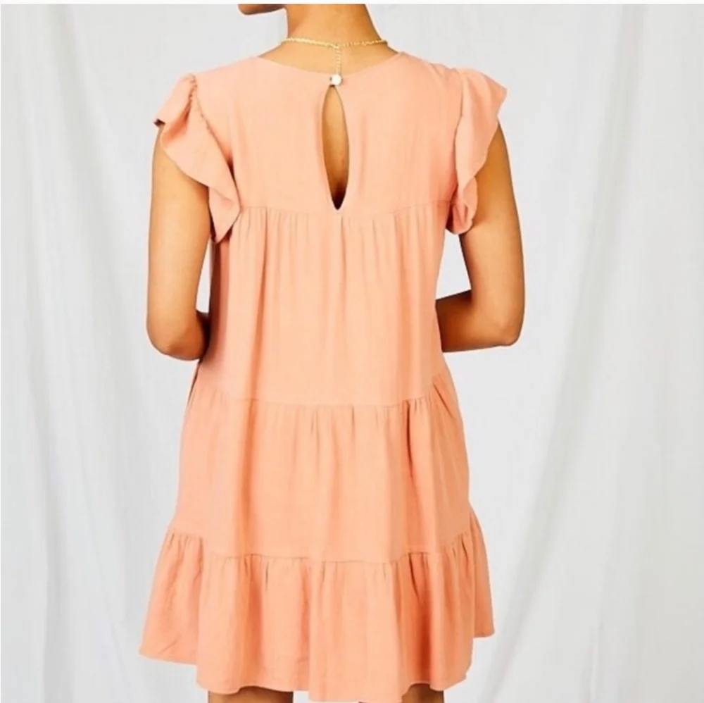 Altar'd State Linen Blend Mini Dress in Peach Coral Size Small